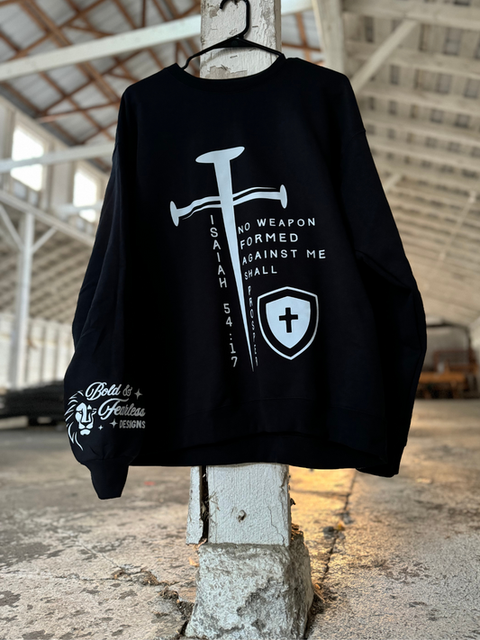 Isaiah 54:17 No Weapon Shall Prosper - Black Unisex Crewneck