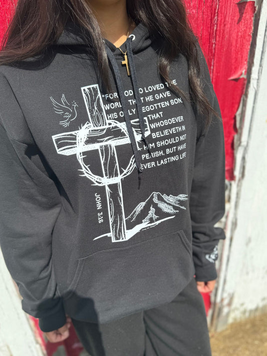 John 3:16 Begotten Son - Black Hoodie