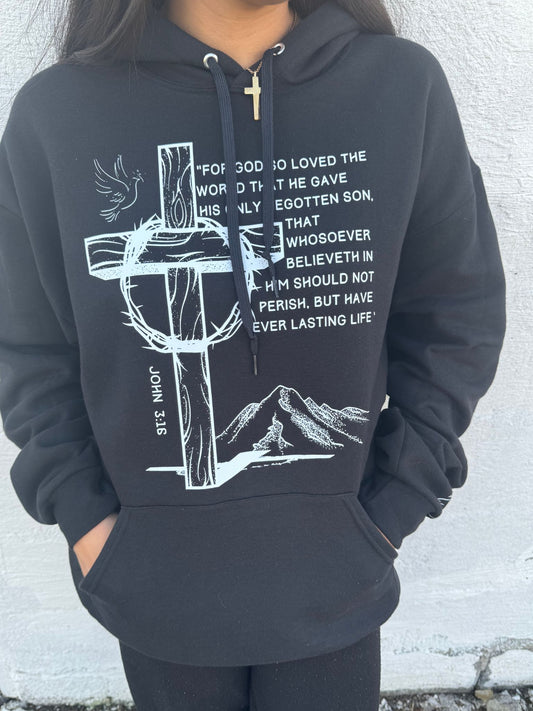 John 3:16 Begotten Son - Black Hoodie